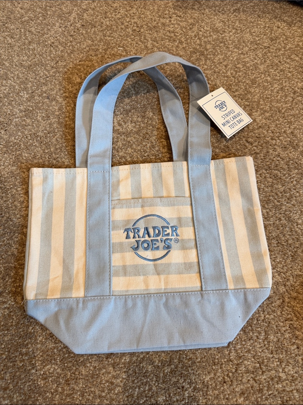 Trader Joe's Blue Stripped Canvas Tote